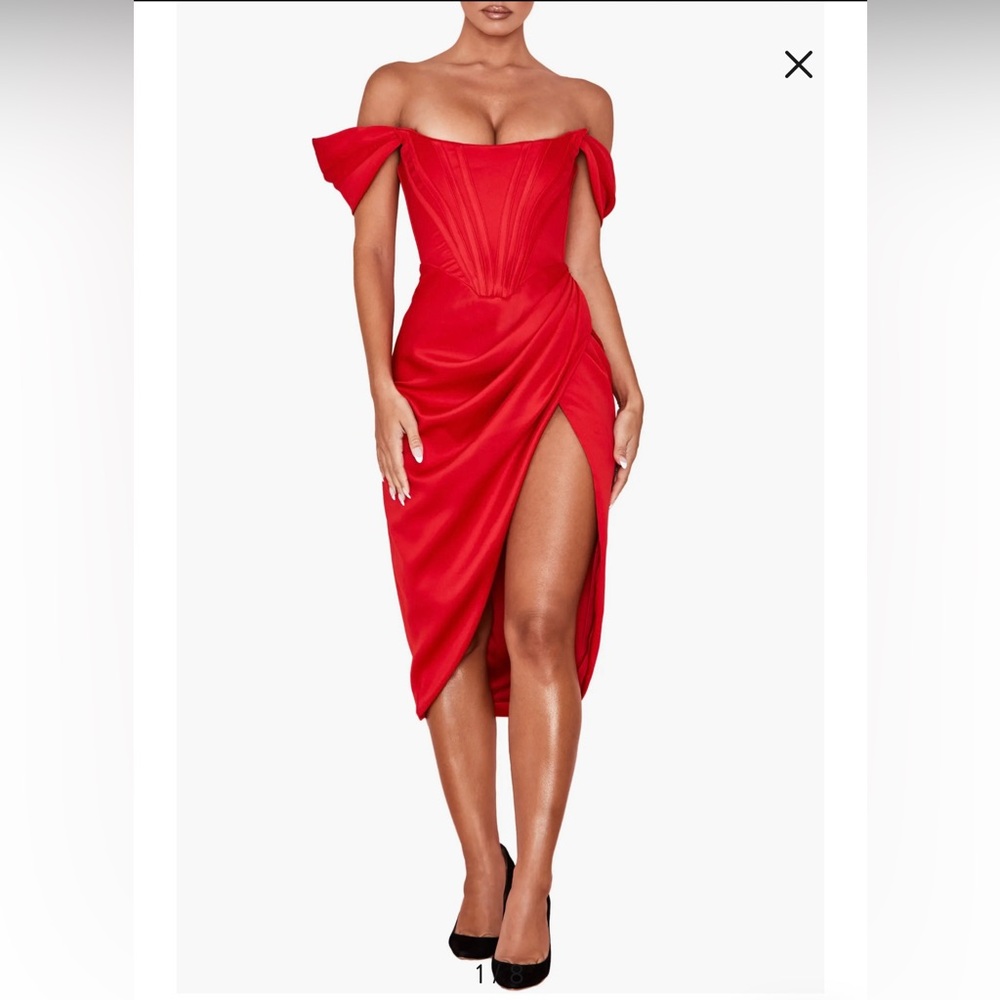 Loretta Off the Shoulder Satin Corset Dress